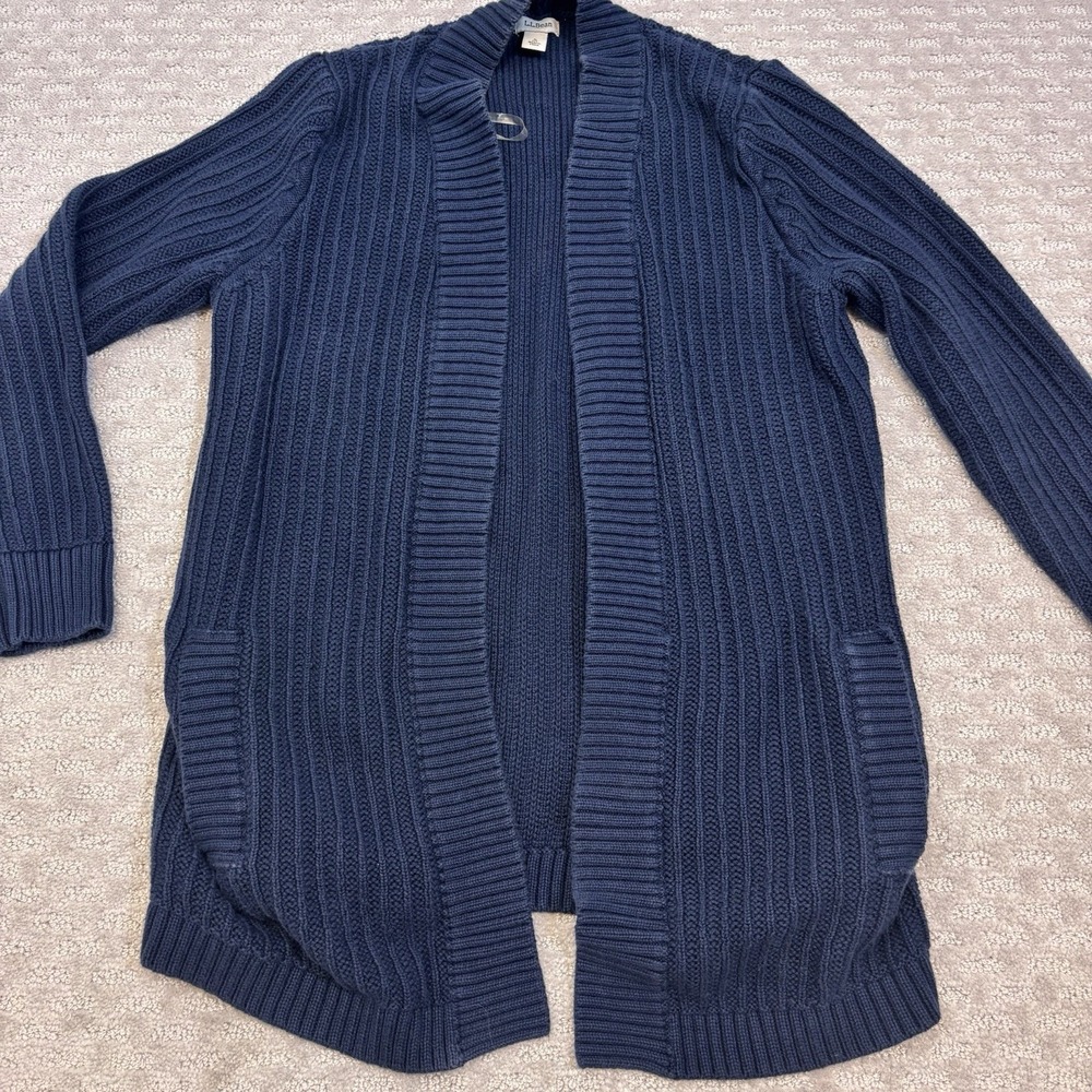 L.L. Bean Women's Size S Pet Open Front Navy Blue  Cardigan with Pockets